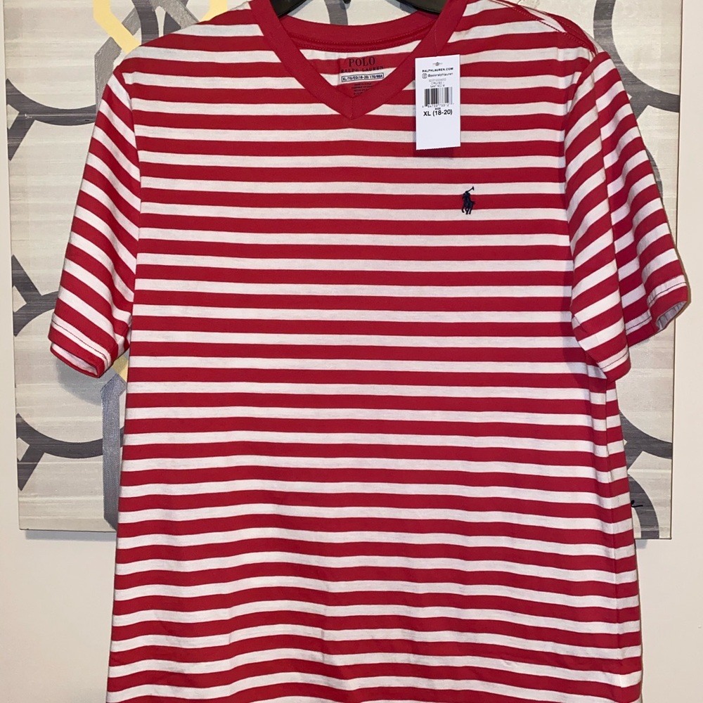 Boys Ralph Lauren V-Neck Tee Size: XL 18/20 NWT